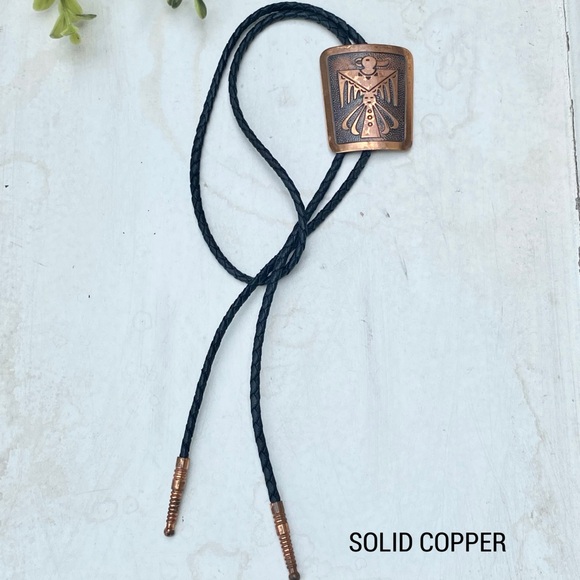 Vintage Bell Trading Post Thunderbird Copper Native American Bolo Tie - Picture 10 of 13